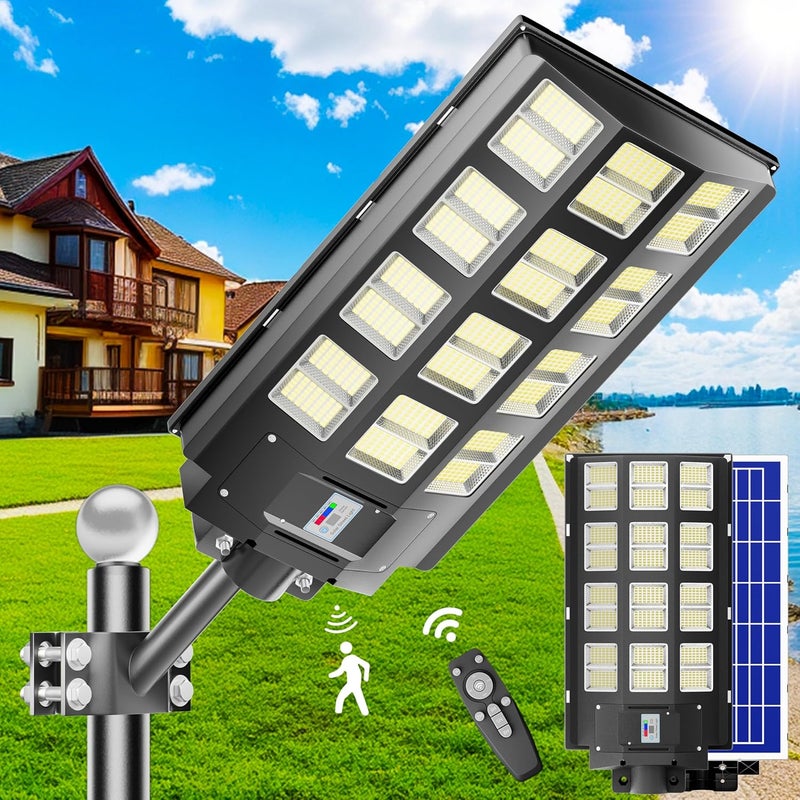 Jadisi 1-Pack 9500W Solar Street Light, Solar Street Lights Outdoor Waterproof, 240000LM 7000K Solar Powered Street Light, Dusk to Dawn, with Motion Sensor, LED Wide Angle Lamp - Image 1